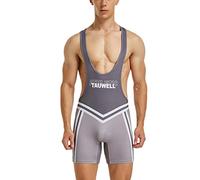 Gymskop Men's Wrestling Singlets Athletic Supporters Slim Fit Sport Bodysuit One Piece Sleeveless Active Training Wrestling Leotard Weightlifting Jumpsuits 04 Grey 2XL