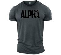 GYMTIER Alpha - Men's Gym T-Shirt - Bodybuilding Workout Top, Dark Heather, S