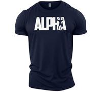 GYMTIER Alpha - Men's Gym T-Shirt - Bodybuilding Workout Top, Navy, M