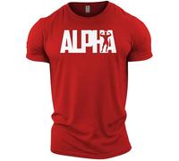 GYMTIER Alpha - Men's Gym T-Shirt - Bodybuilding Workout Top, Red, L