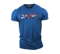 GYMTIER Army UK Flag Men's Gym T-Shirt Bodybuilding Training Workout Lifting Top Clothing, Royal Blue, 3XL