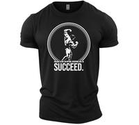 GYMTIER Arnold Succeed - Training Bodybuilding Top - Men's Gym T-Shirt - Bodybuilding Workout Top, Black, M