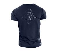 GYMTIER Beast Halftone - Men's Gym T-Shirt - Bodybuilding Workout Top, Navy, M