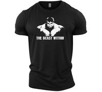 GYMTIER Beast Within Hulk - Men's Gym T-Shirt Bodybuilding Workout Top, Black, XL