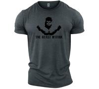 GYMTIER Beast Within Hulk - Men's Gym T-Shirt - Bodybuilding Workout Top, Dark Heather, 3XL