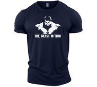 GYMTIER Beast Within Hulk - Men's Gym T-Shirt - Bodybuilding Workout Top, Navy, 4XL