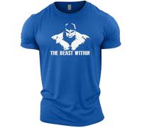GYMTIER Beast Within Hulk - Men's Gym T-Shirt - Bodybuilding Workout Top, Royal Blue, XL
