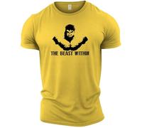 GYMTIER Beast Within Hulk - Men's Gym T-Shirt - Bodybuilding Workout Top, Yellow, M