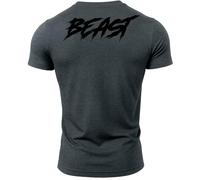GYMTIER Beastly Beast - Men's Gym T-Shirt Bodybuilding Workout Top, Dark Heather, S