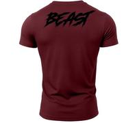 GYMTIER Beastly Beast - Men's Gym T-Shirt Bodybuilding Workout Top, Maroon, XL
