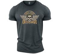GYMTIER Death Before Dishonor - Men's Gym T-Shirt - Bodybuilding Workout Top, Dark Heather, XL