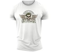 GYMTIER Death Before Dishonor - Men's Gym T-Shirt - Bodybuilding Workout Top, White, L