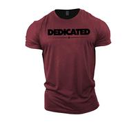 GYMTIER Dedicated Men's Gym T-Shirt Bodybuilding Training Workout Lifting Top Clothing, Maroon, M