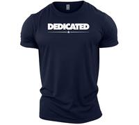 GYMTIER Dedicated - Men's Gym T-Shirt - Bodybuilding Workout Top, Navy, L