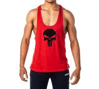 GYMTIER Mens - Punisher - Stringer Bodybuilding Muscle Vest Tank Top Gym Red