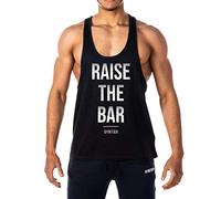 GYMTIER Mens - Raise The Bar - Stringer Bodybuilding Muscle Vest Tank Top Gym Black