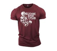GYMTIER Merry Liftmas - Nightmare Before Liftmas - Men's Gym T-Shirt Bodybuilding Training Workout Lifting Top Clothing, Maroon, L