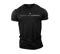 GYMTIER Never Stop Growing Men's Gym T-Shirt Bodybuilding Training Workout Lifting Top Clothing, Black, XXL