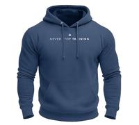 GYMTIER Never Stop Training - Men's Gym Hoodie - Training Bodybuilding Top, Airforce Blue, XL