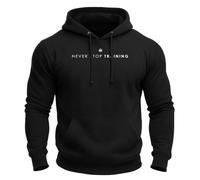 GYMTIER Never Stop Training - Men's Gym Hoodie - Training Bodybuilding Top, Black, L