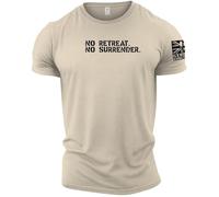 GYMTIER No Retreat No Surrender Barbell Division Gym - Men's Gym T-Shirt - Bodybuilding Workout Top