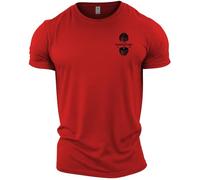GYMTIER Old School Powerlifting Men's Gym T-Shirt Bodybuilding Training Workout Lifting Top Clothing, Red, XL