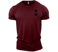 GYMTIER Old School Powerlifting Men's Gym T-Shirt Bodybuilding Training Workout Lifting Top Clothing, Maroon, M
