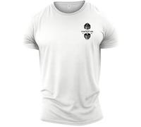 GYMTIER Old School Powerlifting Men's Gym T-Shirt Bodybuilding Training Workout Lifting Top Clothing, White, XXL