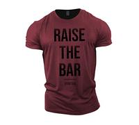 GYMTIER Raise The Bar Men's Gym T-Shirt Bodybuilding Training Workout Lifting Top Clothing, Maroon, XL