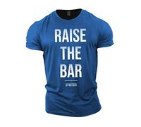 GYMTIER Raise The Bar Men's Gym T-Shirt Bodybuilding Training Workout Lifting Top Clothing, Royal Blue, XXL