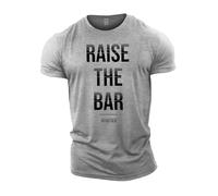 GYMTIER Raise The Bar Men's Gym T-Shirt Bodybuilding Training Workout Lifting Top Clothing, Sport Grey, 3XL