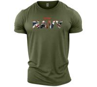 GYMTIER Royal Navy UK Flag Men's Gym T-Shirt Bodybuilding Training Workout Lifting Top Clothing, Green, XXL