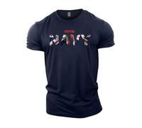 GYMTIER Royal Navy UK Flag Men's Gym T-Shirt Bodybuilding Training Workout Lifting Top Clothing, Navy, S