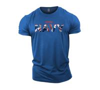 GYMTIER Royal Navy UK Flag Men's Gym T-Shirt Bodybuilding Training Workout Lifting Top Clothing, Royal Blue, 4XL