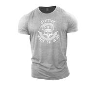 GYMTIER Sons of Odin - Chest Vikings - Men's Gym T-Shirt Bodybuilding Training Workout Lifting Top Clothing, Sport Grey, XL