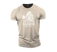 GYMTIER Sons of Odin - Training for Ragnarok Vikings - Men's Gym T-Shirt Bodybuilding Training Workout Lifting Top Clothing, Sand, 4XL