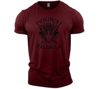 GYMTIER Sons of Odin - Victory Or Valhalla Vikings - Men's Gym T-Shirt Bodybuilding Training Workout Lifting Top Clothing, Maroon, XXL