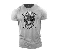 GYMTIER Sons of Odin - Victory Or Valhalla Vikings - Men's Gym T-Shirt Bodybuilding Training Workout Lifting Top Clothing, Sport Grey, L
