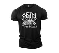 GYMTIER Sons of Odin - Viking Warrior - Men's Gym T-Shirt Bodybuilding Training Workout Lifting Top Clothing, Black, M