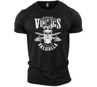 GYMTIER Sons of Odin - Vikings Valhalla - Men's Gym T-Shirt Bodybuilding Training Workout Lifting Top Clothing, Black, L