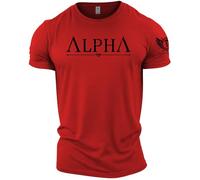 GYMTIER Spartan Forged - Alpha - Men's Gym T-Shirt Bodybuilding Training Workout Lifting Top Clothing, Red, L