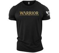 GYMTIER Spartan Forged - Chest Logo - Men's Gym T-Shirt Bodybuilding Training Workout Lifting Top Clothing, Black, XL