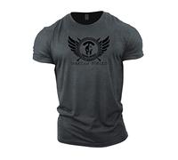 GYMTIER Spartan Forged - Chest Logo - Men's Gym T-Shirt Bodybuilding Training Workout Lifting Top Clothing, Grey, L