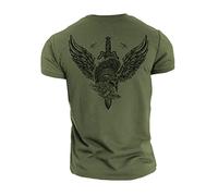 GYMTIER Spartan Forged - Short Sword - Men's Gym T-Shirt Bodybuilding Training Workout Lifting Top Clothing, Green, XL