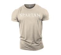 GYMTIER Spartan Forged - Spartan Roman - Men's Gym T-Shirt Bodybuilding Training Workout Lifting Top Clothing, Sand, XL