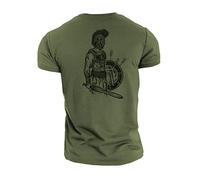 GYMTIER Spartan Forged - Sword and Shield - Men's Gym T-Shirt Bodybuilding Training Workout Lifting Top Clothing, Green, M