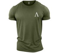 GYMTIER Spartan Forged - Symbol Pocket - Men's Gym T-Shirt Bodybuilding Training Workout Lifting Top Clothing, Green, M