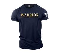 GYMTIER Spartan Forged - Warrior Gold - Men's Gym T-Shirt Bodybuilding Training Workout Lifting Top Clothing, Navy, M