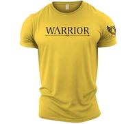 GYMTIER Spartan Forged - Warrior - Men's Gym T-Shirt Bodybuilding Training Workout Lifting Top Clothing, Yellow, XXL