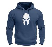 GYMTIER Spartan Helmet - Men's Gym Hoodie - Training Bodybuilding Top, Airforce Blue, XL